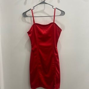 Mini satin red dress